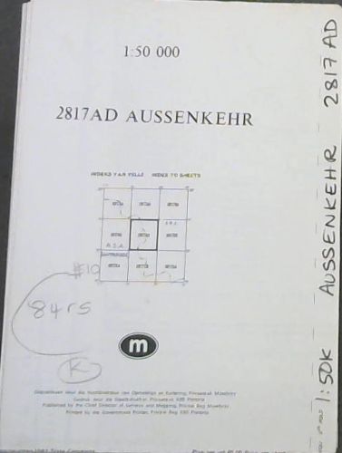 Topographical Map, South Africa: Aussenkehr - 2817AD - 1: 50 000