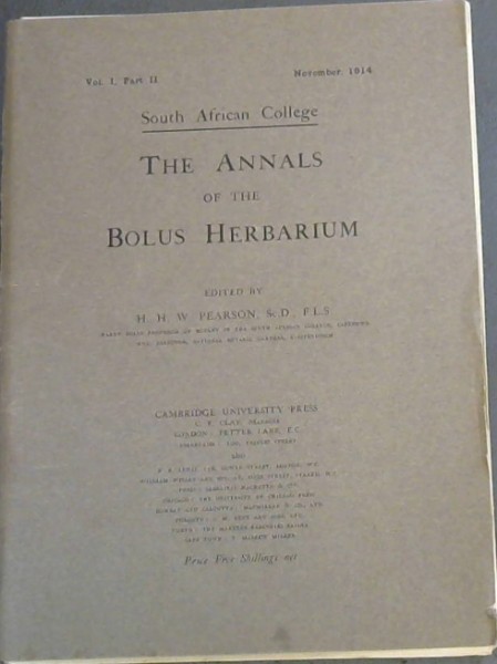 The Annals of the Bolus Herbarium - Vol I - Part II (November, 1914)
