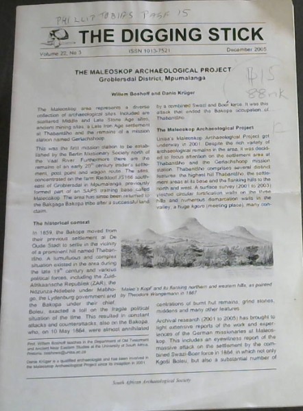 The Digging Stick: Volume 22, No 3 - December 2005