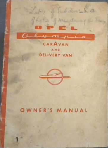 Opel Olympia Caravan and Delivery Van Owners's Manual