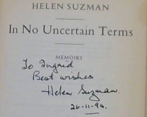 In No Uncertain Terms: The Memoirs of Helen Suzman