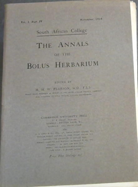 The Annals of the Bolus Herbarium - Vol I - Part IV (November, 1915)