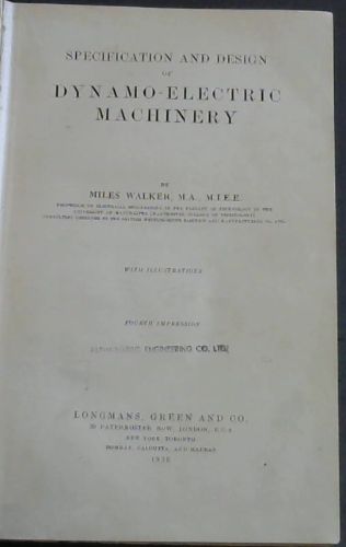Specification and Design of Dynamo-Electric Machinery