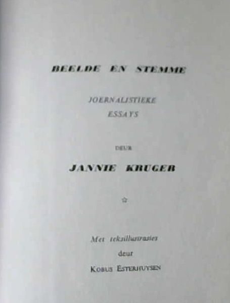 Beelde En Stemme Joernalistieke Essays
