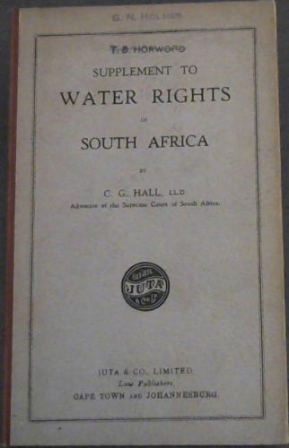 Supplement To Water Rights In South Africa
