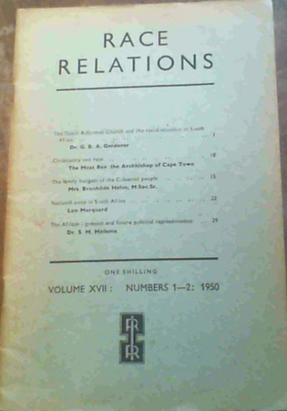Race Relations - Volume XVII : Numbers 1 & 2 : 1950