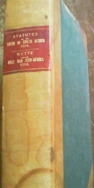 Statutes Of The Union Of South Africa 1934