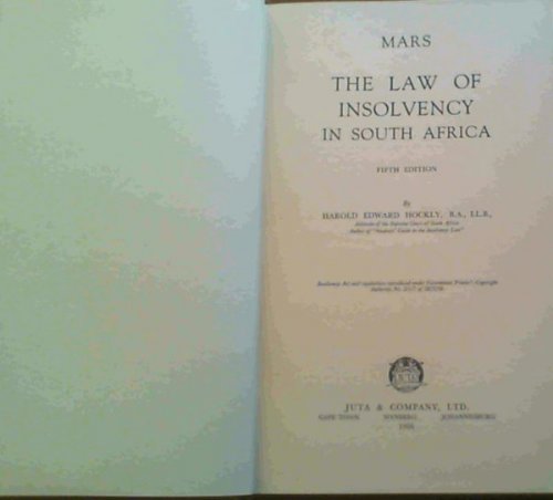 MARS, The Law of Insolvency in South Africa. 5th edition