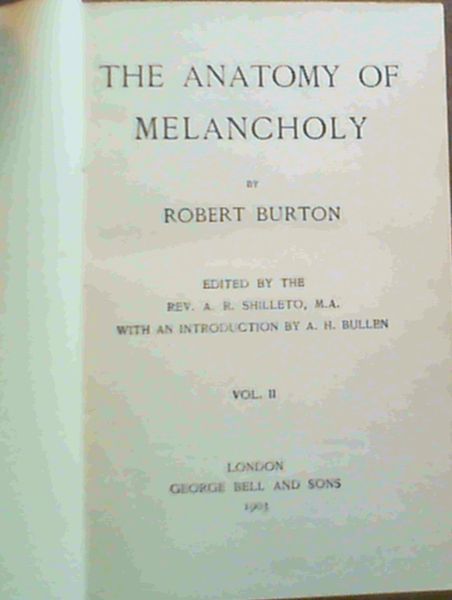 The Anatomy of Melancholy Volume 2 only