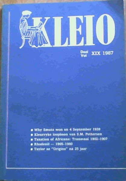 Kleio Vol. XIX 1987 Journal of the Department of History