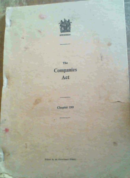 Rhodesia : The Companies Act - Chapter 190