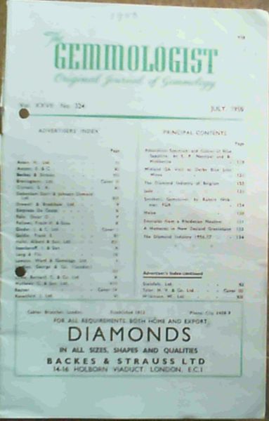 The Gemmologist : Original Journal of Gemmology - July 1958 Vol XXVII No 324