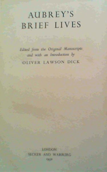 Aubrey's Brief Lives