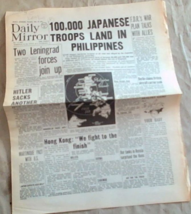 Original 2nd World War Newspaper. - 4 pages; Daily Mirror; 100,000 Japanese Troops Land In Philippines; Tuesday, December 23 1941