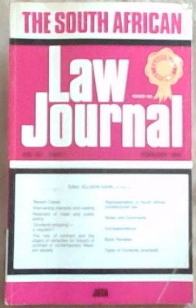 The South African Law Journal: Volume 101, Part 1