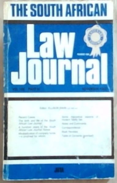 The South African Law Journal: Volume 100, Part 4