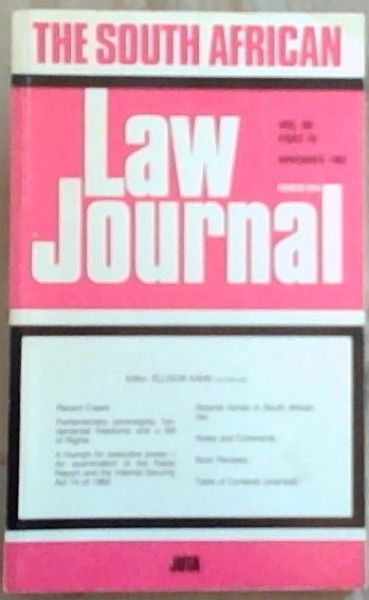 The South African Law Journal: Volume 99, Part 4