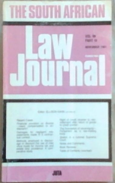 The South African Law Journal: Volume 98, Part 4