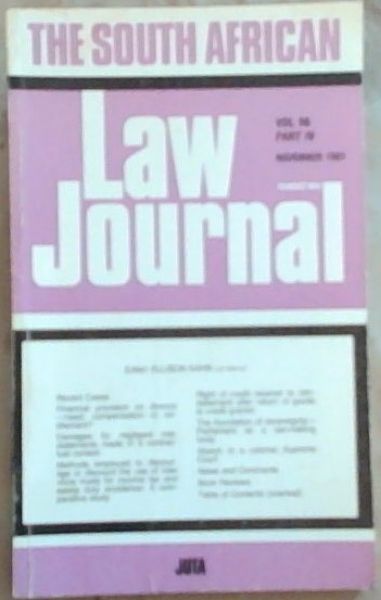 The South African Law Journal: Volume 98, Part 4