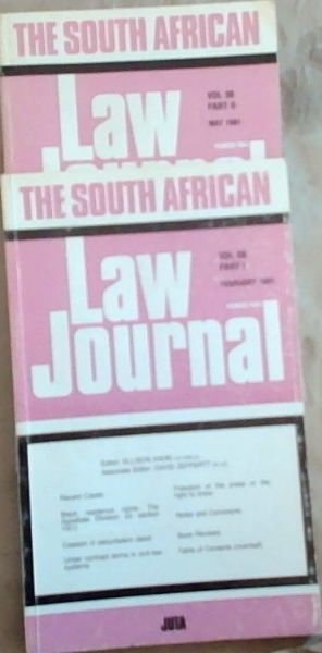 The South Africa Law Journal: Volume 98, Part 1-2