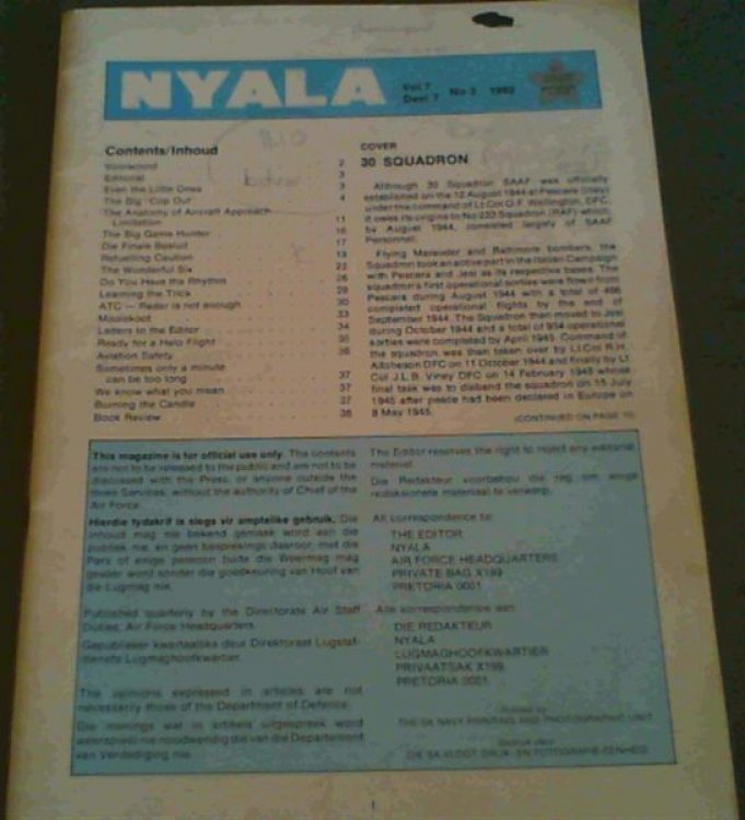 Nyala : South African Air Force Magazine / Suid-Afrikaanse Lugmag Tydskrif Vol/Deel 7 No. 3 1982