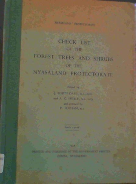 Check List of the Forest Trees and Shrubs of the Nyasaland Protectorate