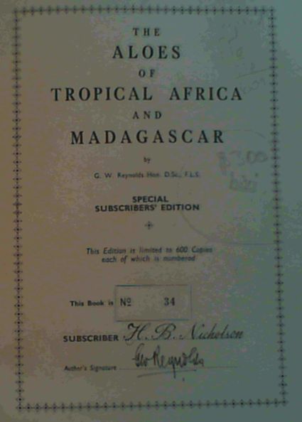 The Aloes of Tropical Africa and Madagascar