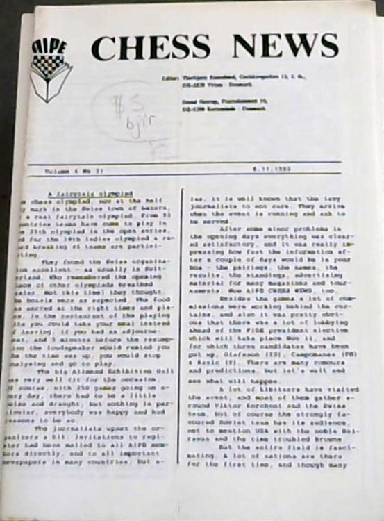 Chess News - Volume 6 No 21 - 8.11.1982