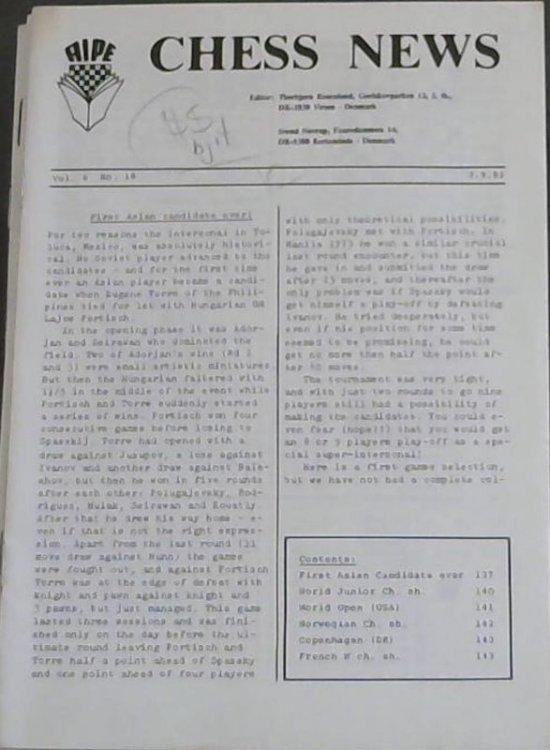 Chess News - Vol. 6 No. 18 3.9.1982