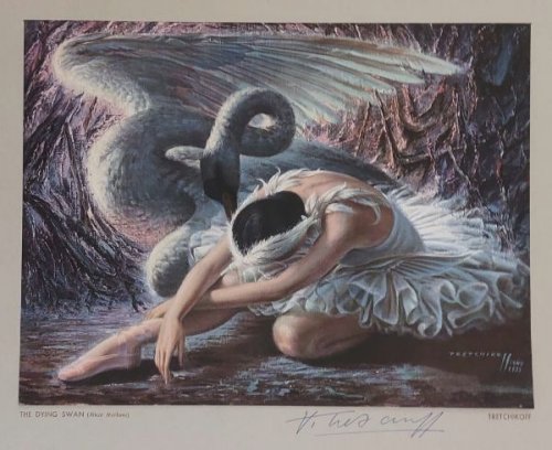 Vladimir Tretchikoff: The Dying Swan (Alicia Marakov) Signed Original Coloured Print