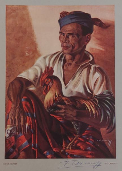 Vladimir Tretchikoff: Cock-Fighter, Signed Original Colour Print