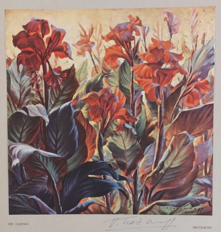 Vladimir Tretchikoff: Red Cannas, Signed Original Colour Print