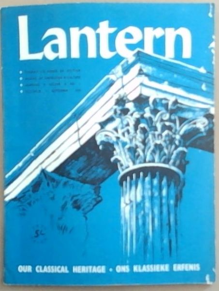 Lantern: Journal of Knowledge and Culture/Tydskrif vir Kennis en Kultuur, Volume/Jaargang 9, No.1, July/Julie 1959