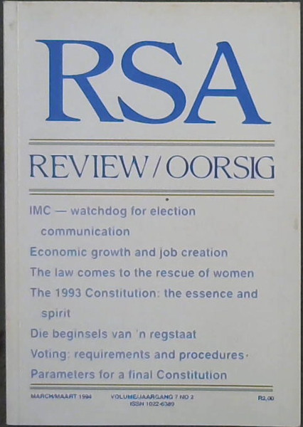 RSA Review/RSA Oorsig / March 1994