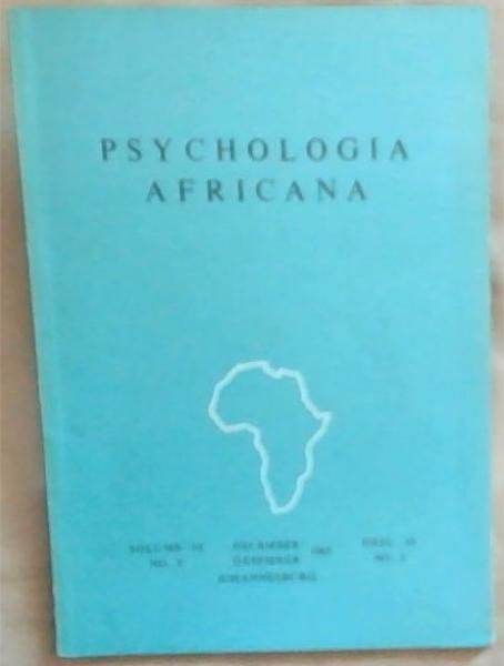 Psychologia Africana Volume 10 No.2, December 1963