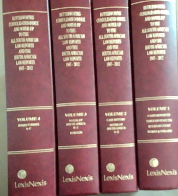 Butterworths Consolidated Index and Noter-Up to All South African Law Reports 1996-2012 and the South African Law Reports 1947-2012: Volume 1-4