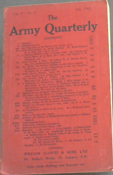 The Army Quarterly: July 1922