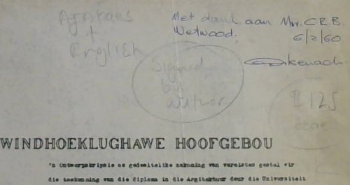 Windhoeklughawe Hoofgebou: 'n Ontwerpskripsie