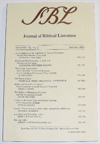 Journal of Biblical Literature (Volume 112 Number 2, Summer 1993)