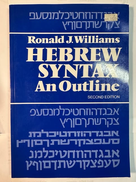 Hebrew Syntax: An Outline