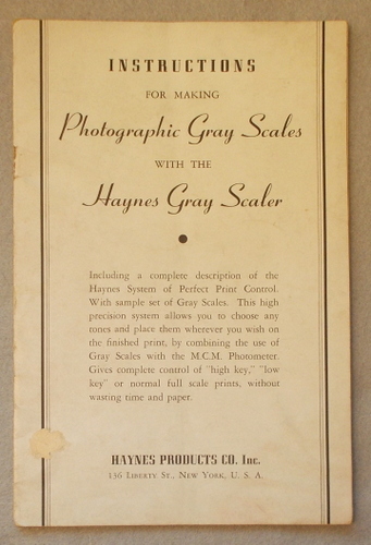 Instructions for Making Photographic Gray-Scales with the Haynes Gray-Scaler