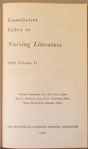 Cumulative Index to Nursing Literature 1966, Volume 11