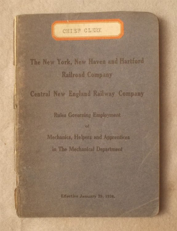 Rules Governing Employment of Mechanics, Helpers and Apprentices in the Mechanical Department, Effective January 29, 1926: the New York, New Haven and Hartford Railroad Co.