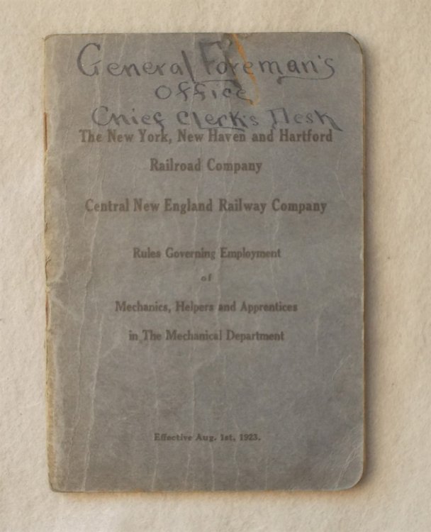 Rules Governing Employment of Mechanics, Helpers and Apprentices in the Mechanical Department, Effective August 1st, 1923