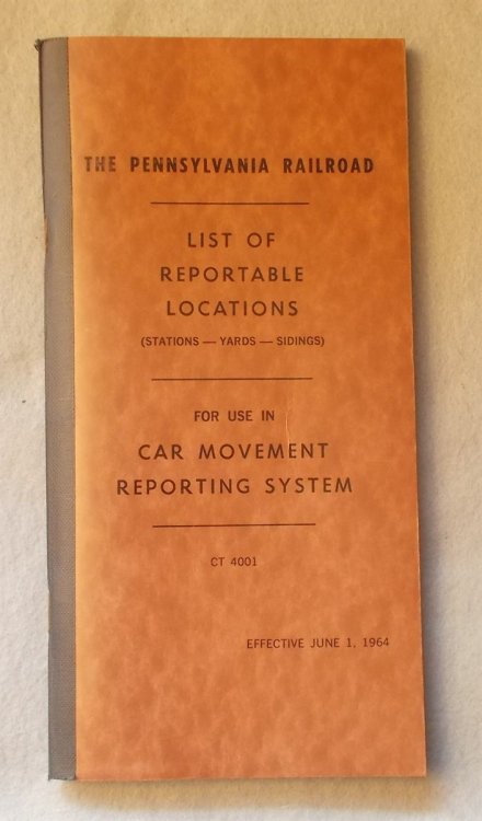 List of Reportable Locations (Stations-Yards-Sidings) for Use in Car Movement Reporting System (CT 4001) , Effective June 1, 1964 (Pennsylvania Railroad)