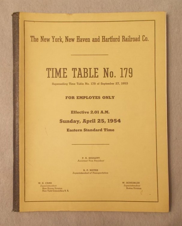 Time Table Number 179 for Employes Only, Effective Sunday April 25, 1954 [Employee Timetable] with Supplements Number 1 & 2