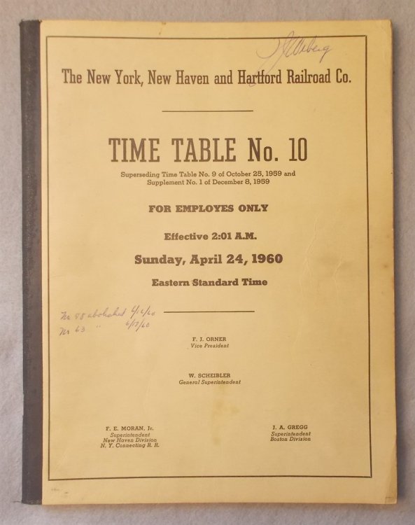 Time Table Number 10 for Employes Only, Effective Sunday April 24, 1960 [Employee Timetable]