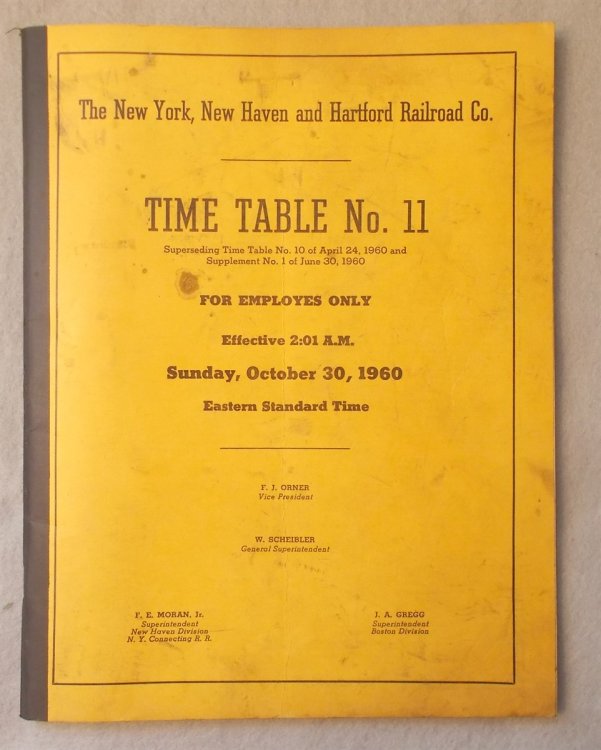 Time Table Number 11 for Employes Only, Effective Sunday October 30, 1960 [Employee Timetable]