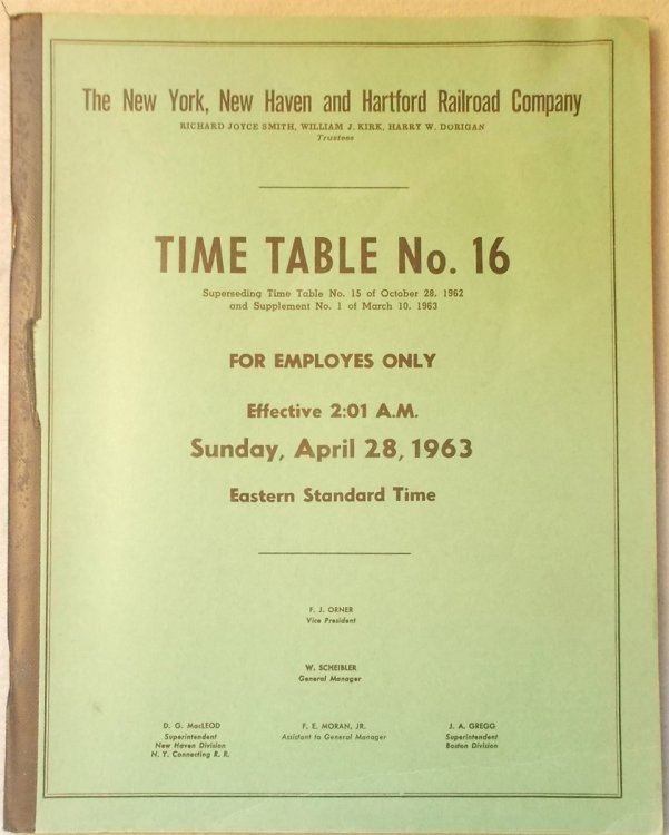 Time Table Number 16 for Employes Only, Effective Sunday April 28, 1963 [Employee Timetable]