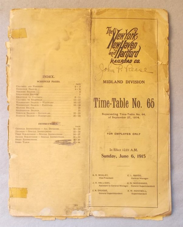 Midland Division Time Table Number 65 for Employes Only, Effective Sunday June 6, 1915 [Employee Timetable]
